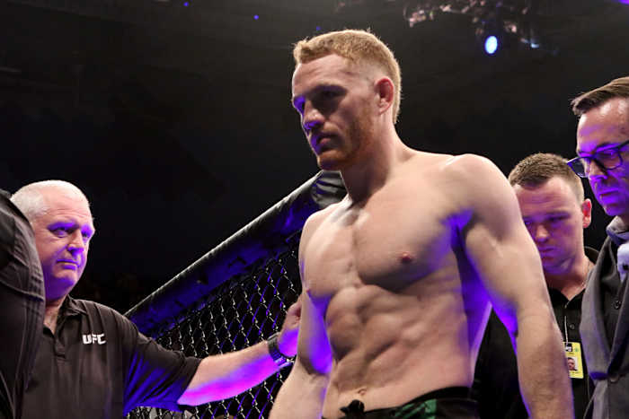 Jack Della Maddalena exits the UFC Octagon after defeating Randy Brown by way of first-round submission.